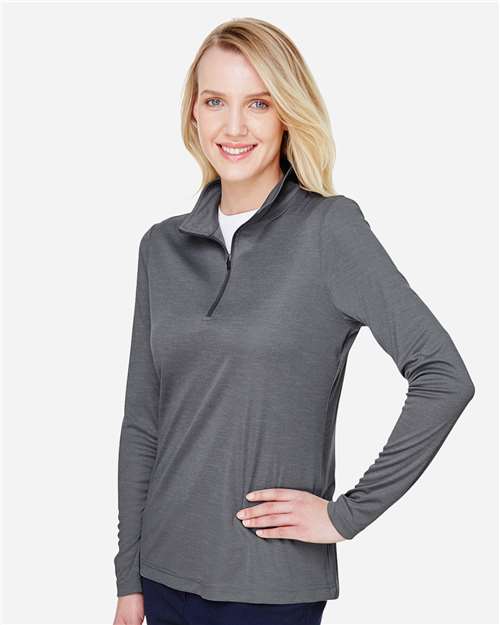 Team 365 Women's Zone Sonic Heather Performance Quarter-Zip Pullover - TT31HW Dark Grey Heather