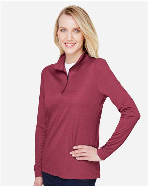 Team 365 Women's Zone Sonic Heather Performance Quarter-Zip Pullover - TT31HW Sport Maroon Heather