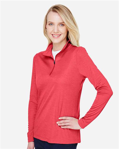 Team 365 Women's Zone Sonic Heather Performance Quarter-Zip Pullover - TT31HW Sport Red Heather