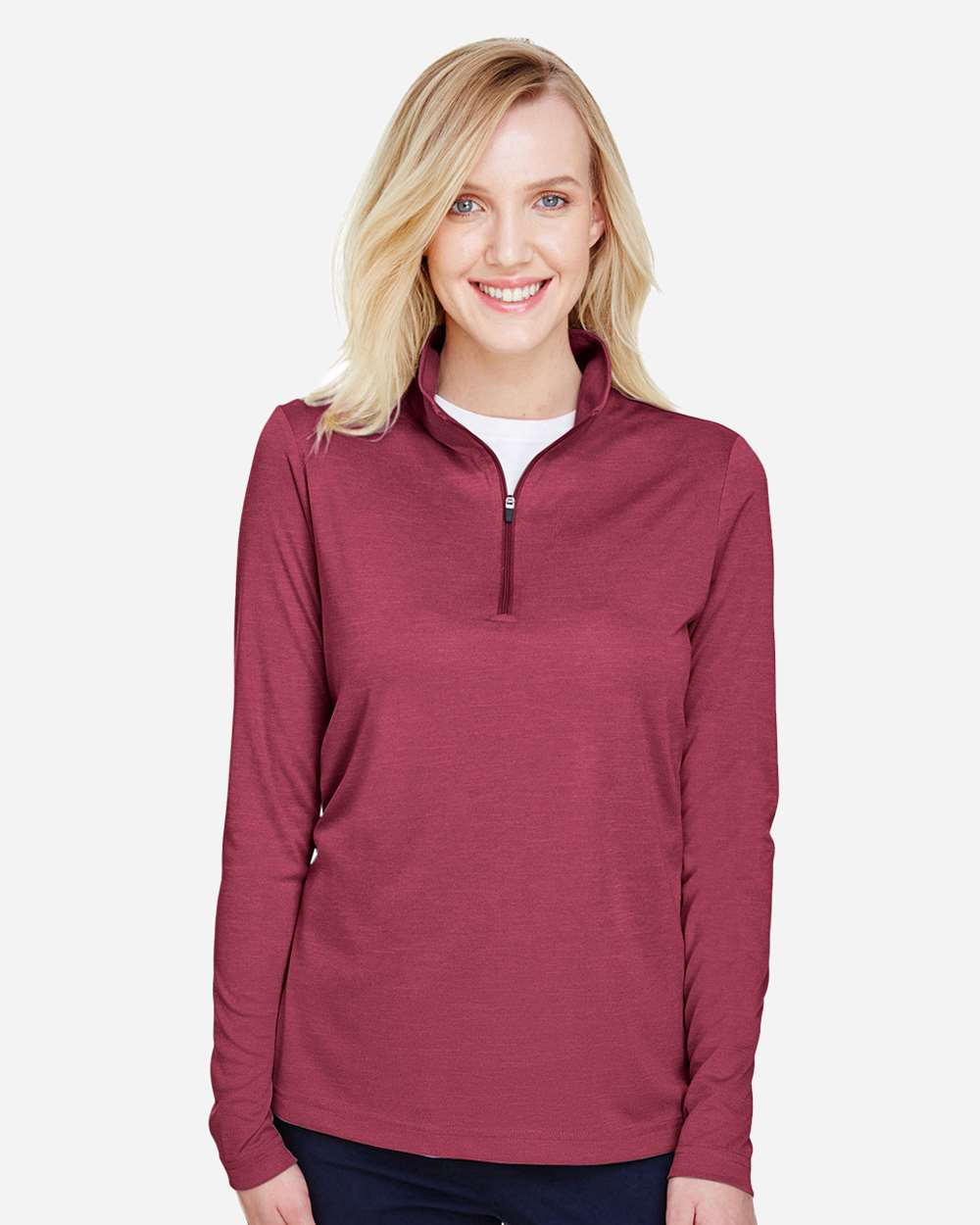 Team 365 Women's Zone Sonic Heather Performance Quarter-Zip Pullover - TT31HW Sport Maroon Heather