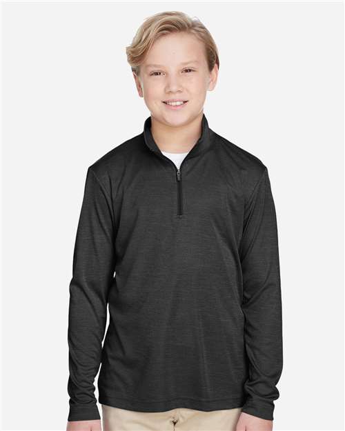 Team 365 Youth Zone Sonic Heather Performance Quarter-Zip Pullolver - TT31HY Black Heather
