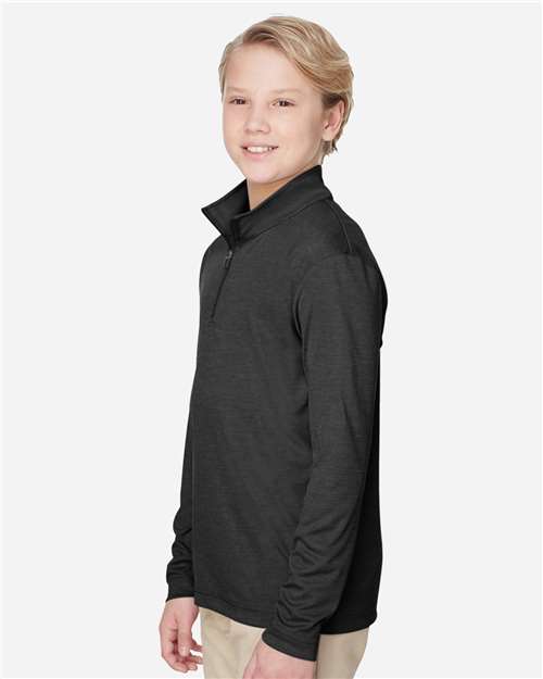 Team 365 Youth Zone Sonic Heather Performance Quarter-Zip Pullolver - TT31HY Black Heather