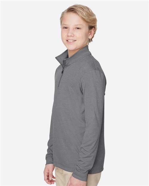 Team 365 Youth Zone Sonic Heather Performance Quarter-Zip Pullolver - TT31HY Dark Grey Heather