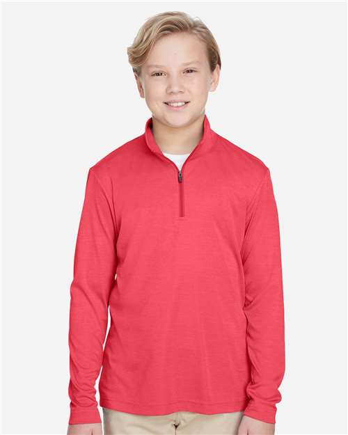 Team 365 Youth Zone Sonic Heather Performance Quarter-Zip Pullolver - TT31HY Sport Red Heather