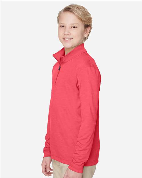 Team 365 Youth Zone Sonic Heather Performance Quarter-Zip Pullolver - TT31HY Sport Red Heather