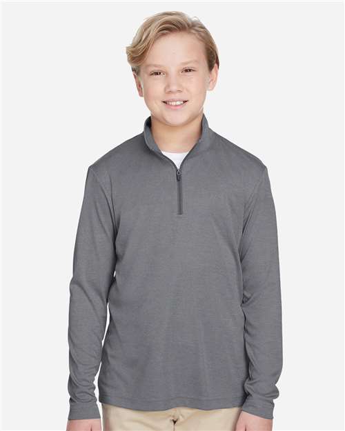Team 365 Youth Zone Sonic Heather Performance Quarter-Zip Pullover - TT31HY Dark Grey Heather