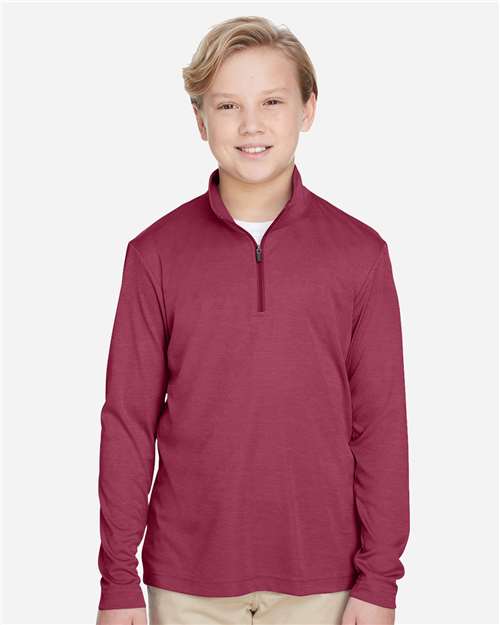 Team 365 Youth Zone Sonic Heather Performance Quarter-Zip Pullover - TT31HY Sport Maroon Heather