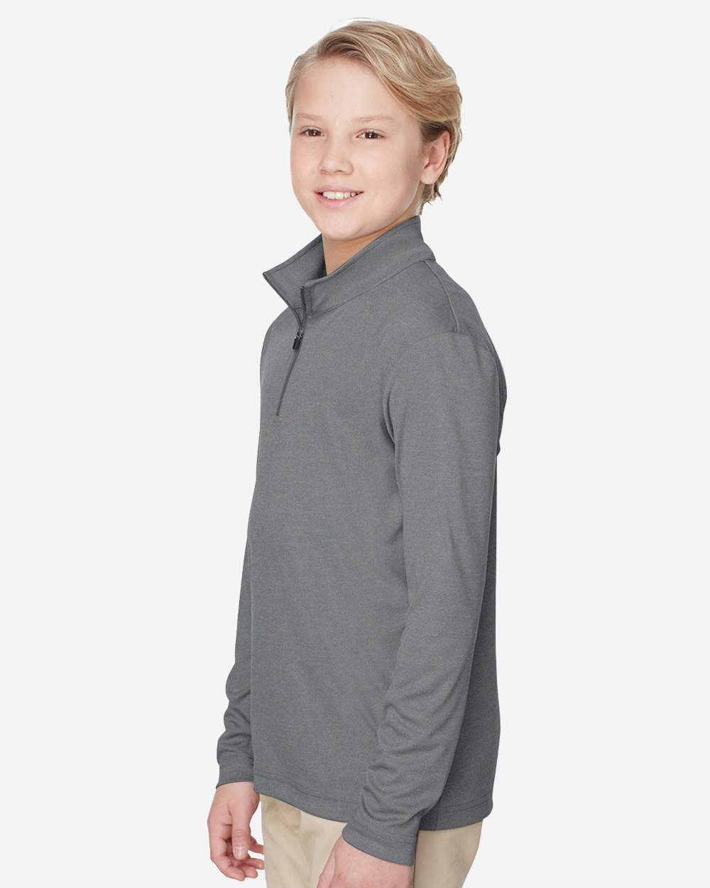 Team 365 Youth Zone Sonic Heather Performance Quarter-Zip Pullover - TT31HY Dark Grey Heather