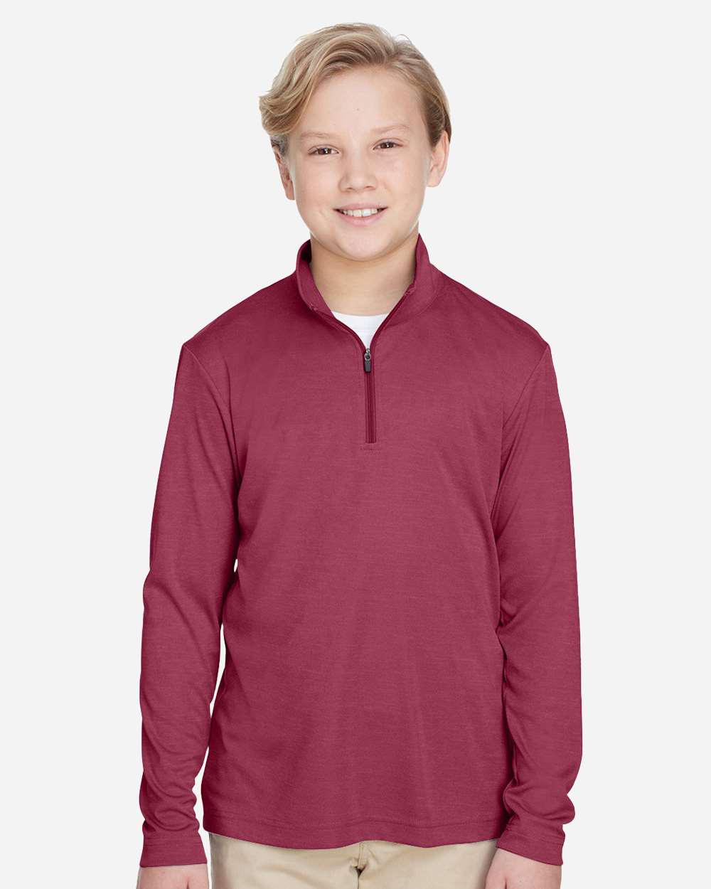 Team 365 Youth Zone Sonic Heather Performance Quarter-Zip Pullover - TT31HY Sport Maroon Heather