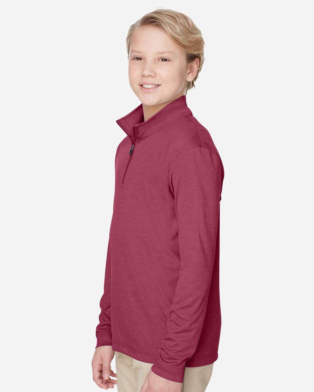Team 365 Youth Zone Sonic Heather Performance Quarter-Zip Pullover - TT31HY Sport Maroon Heather