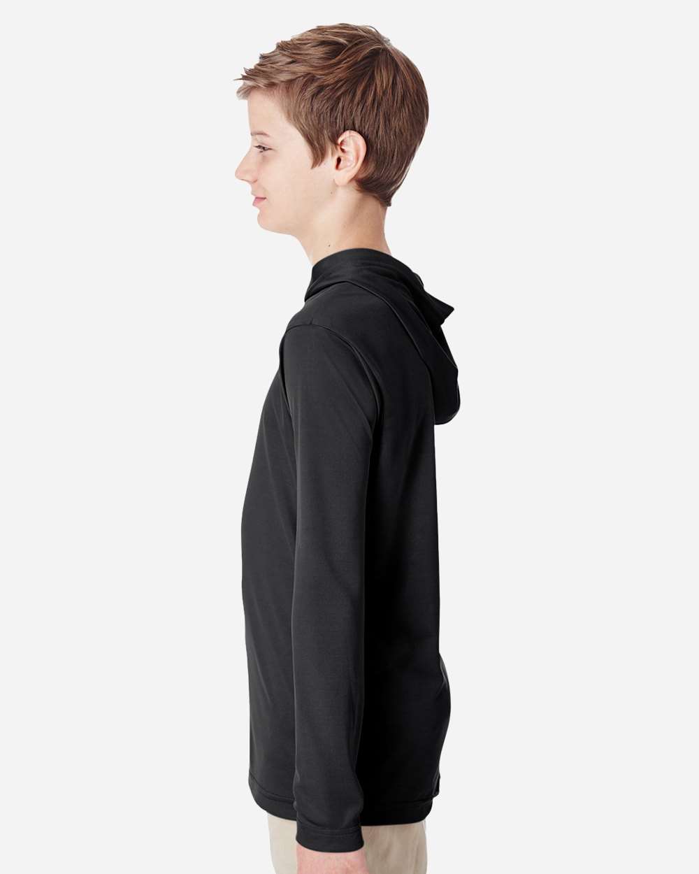 Team 365 Youth Zone Performance Hooded Long Sleeve T-Shirt - TT41Y Black