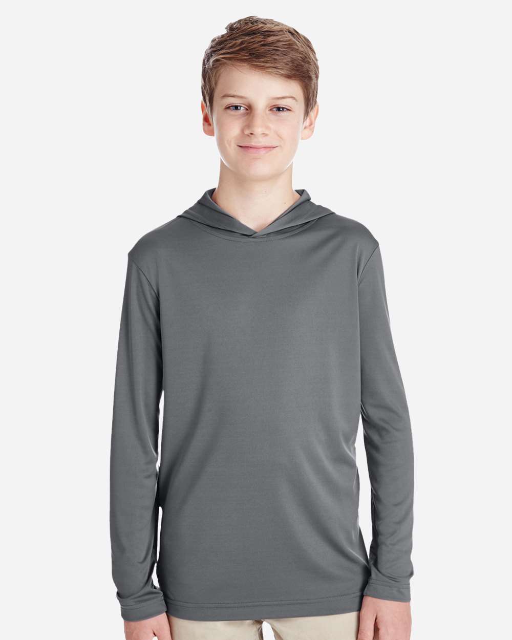Team 365 Youth Zone Performance Hooded Long Sleeve T-Shirt - TT41Y Sport Graphite