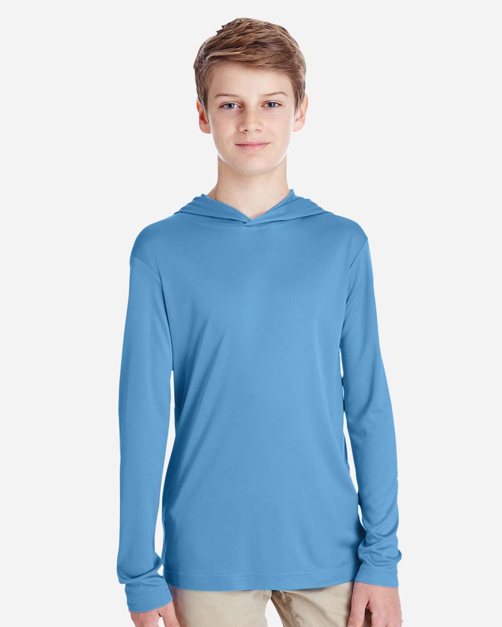 Team 365 Youth Zone Performance Hooded Long Sleeve T-Shirt - TT41Y Sport Light Blue