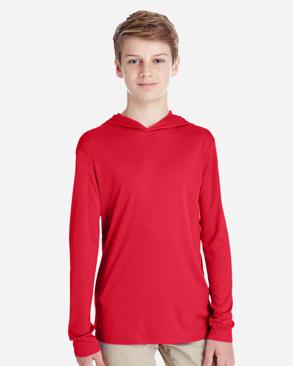Team 365 Youth Zone Performance Hooded Long Sleeve T-Shirt - TT41Y Sport Red
