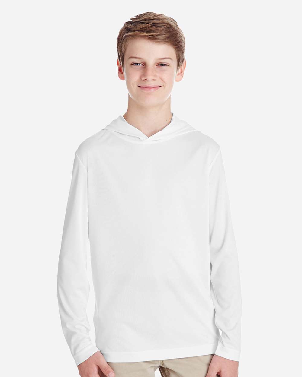 Team 365 Youth Zone Performance Hooded Long Sleeve T-Shirt - TT41Y White