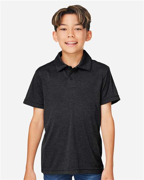 Team 365 Youth Zone Sonic Heather Performance Polo - TT51HY Black Heather