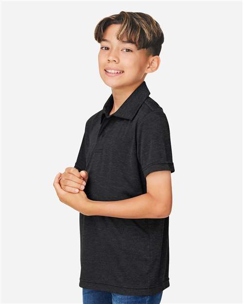 Team 365 Youth Zone Sonic Heather Performance Polo - TT51HY Black Heather