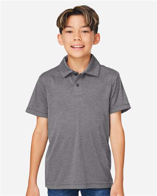 Team 365 Youth Zone Sonic Heather Performance Polo - TT51HY Dark Grey Heather