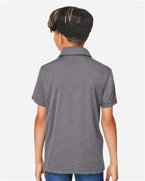 Team 365 Youth Zone Sonic Heather Performance Polo - TT51HY Dark Grey Heather