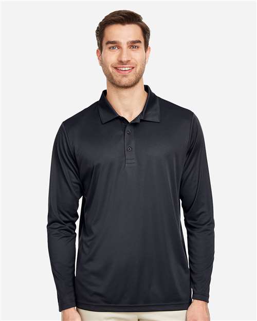 Team 365 Men's Zone Performance Long Sleeve Polo - TT51L Black