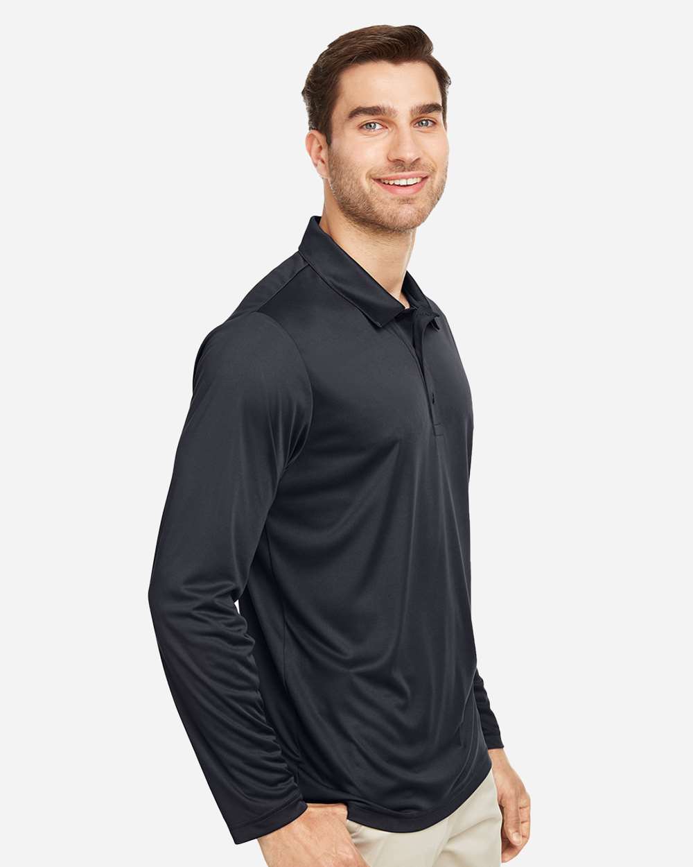 Team 365 Men's Zone Performance Long Sleeve Polo - TT51L Black