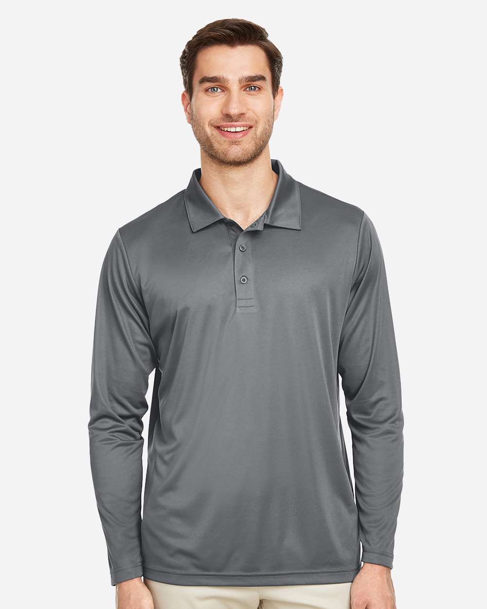 Team 365 Men's Zone Performance Long Sleeve Polo - TT51L Sport Graphite