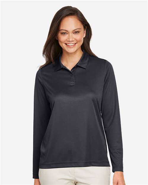Team 365 Women's Zone Performance Long Sleeve Polo - TT51LW Black