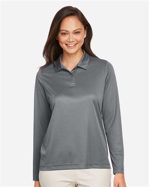 Team 365 Women's Zone Performance Long Sleeve Polo - TT51LW Sport Graphite