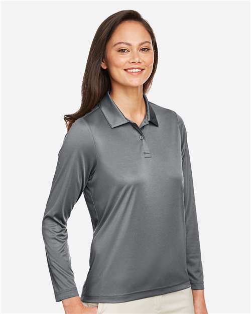 Team 365 Women's Zone Performance Long Sleeve Polo - TT51LW Sport Graphite