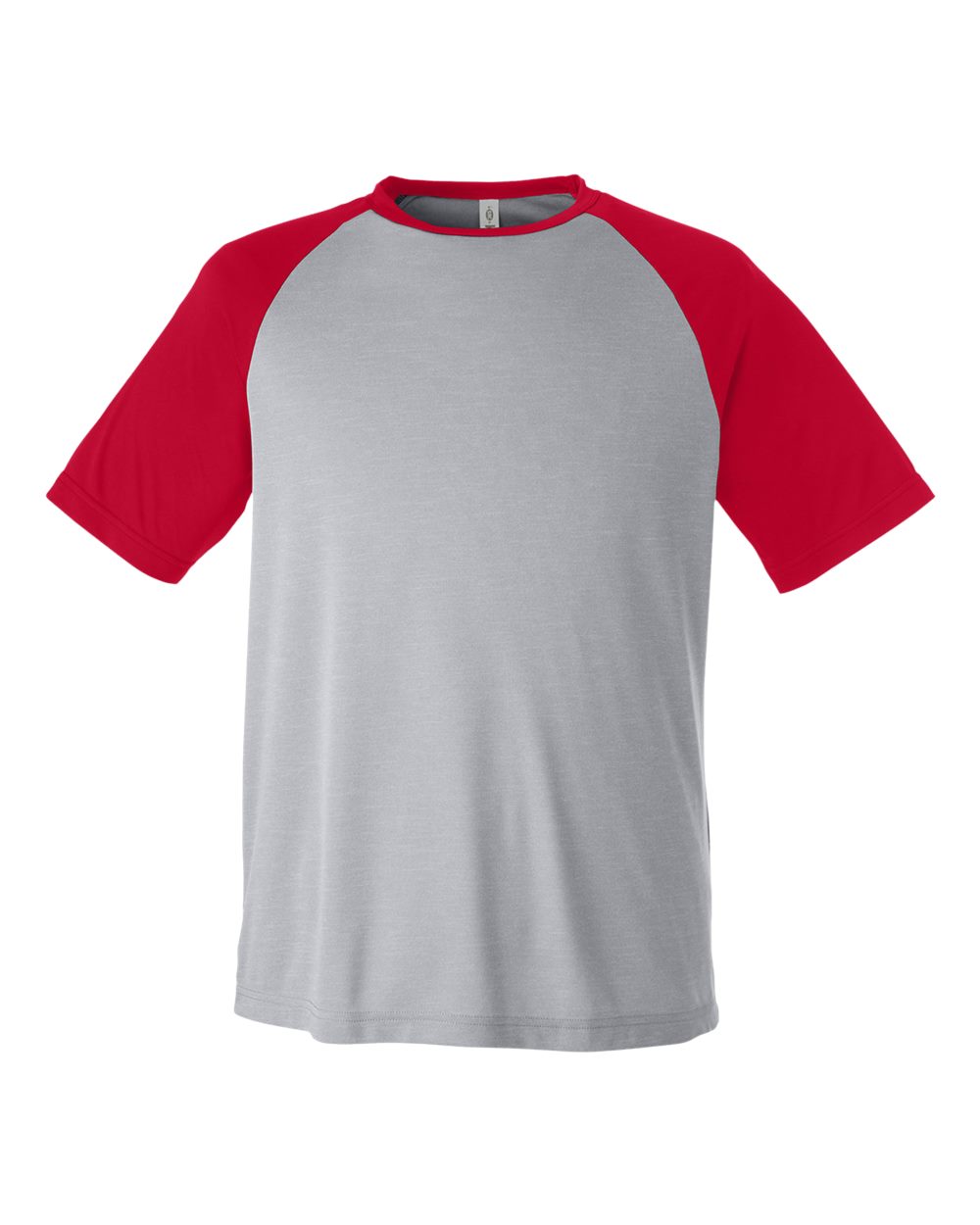 Team 365 Unisex Zone Colorblock Raglan T-Shirt - TT62 Athletic Heather- Sport Red