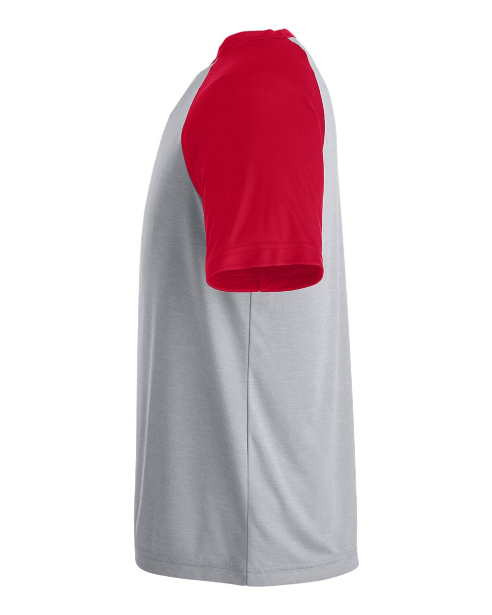 Team 365 Unisex Zone Colorblock Raglan T-Shirt - TT62 Athletic Heather- Sport Red