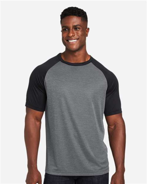 Team 365 Unisex Zone Colorblock Raglan T-Shirt - TT62 Dark Grey Heather- Black