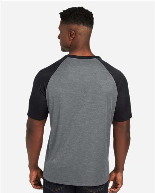 Team 365 Unisex Zone Colorblock Raglan T-Shirt - TT62 Dark Grey Heather- Black