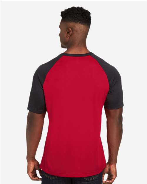 Team 365 Unisex Zone Colorblock Raglan T-Shirt - TT62 Sport Red- Black Heather
