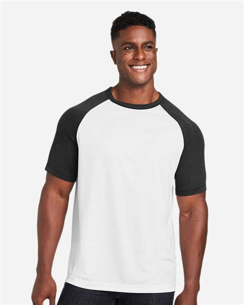 Team 365 Unisex Zone Colorblock Raglan T-Shirt - TT62 White- Black Heather