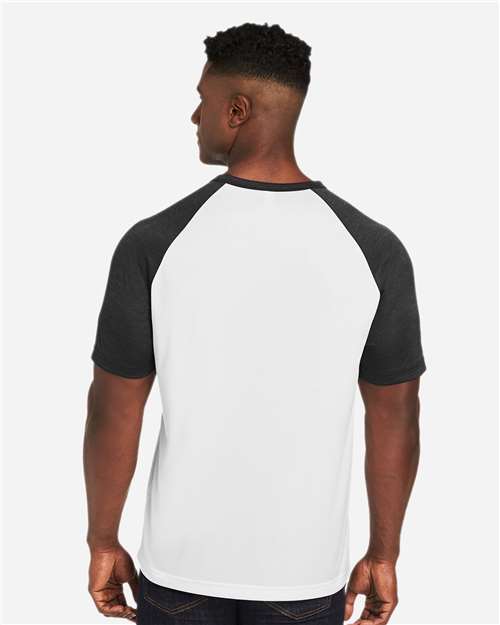 Team 365 Unisex Zone Colorblock Raglan T-Shirt - TT62 White- Black Heather