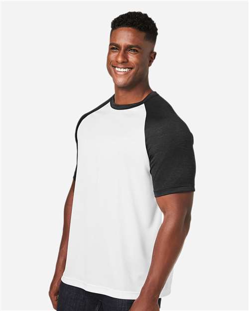 Team 365 Unisex Zone Colorblock Raglan T-Shirt - TT62 White- Black Heather