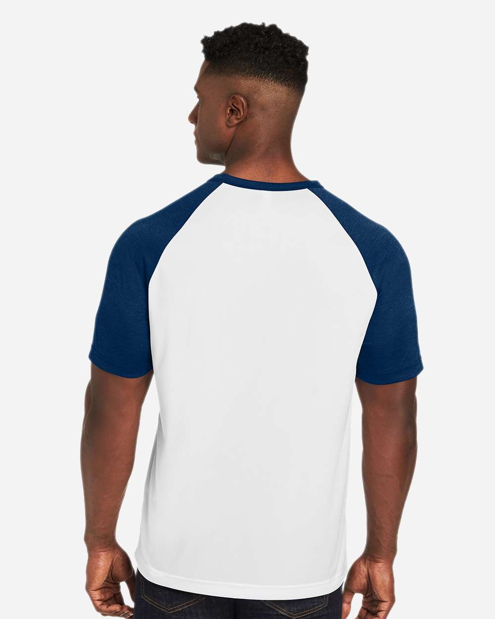 Team 365 Unisex Zone Colorblock Raglan T-Shirt - TT62 White- Sport Dark Navy Heather