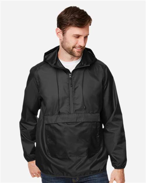 Team 365 Unisex Zone Protect Packable Anorak Jacket - TT77 Black