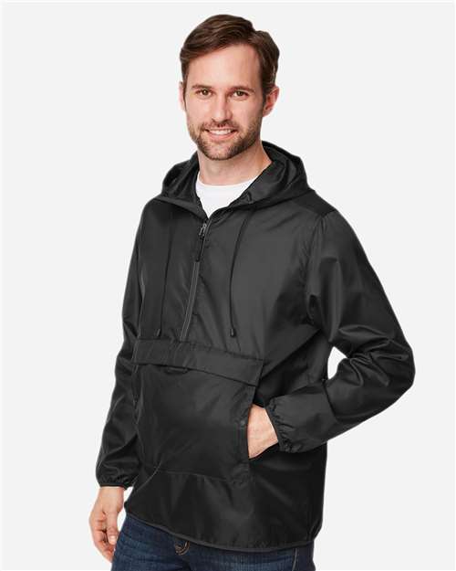 Team 365 Unisex Zone Protect Packable Anorak Jacket - TT77 Black