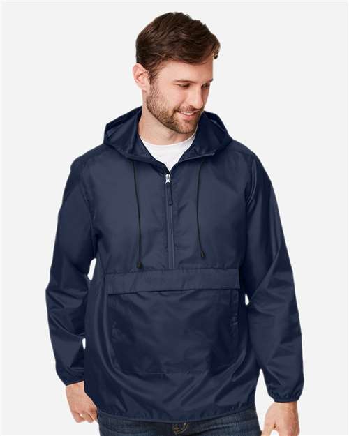 Team 365 Unisex Zone Protect Packable Anorak Jacket - TT77 Sport Dark Navy