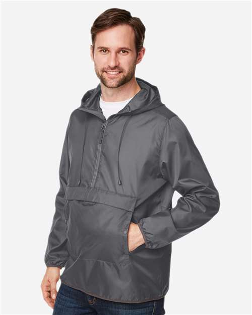 Team 365 Unisex Zone Protect Packable Anorak Jacket - TT77 Sport Graphite