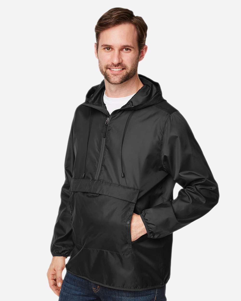 Team 365 Unisex Zone Protect Packable Anorak Jacket - TT77 Black