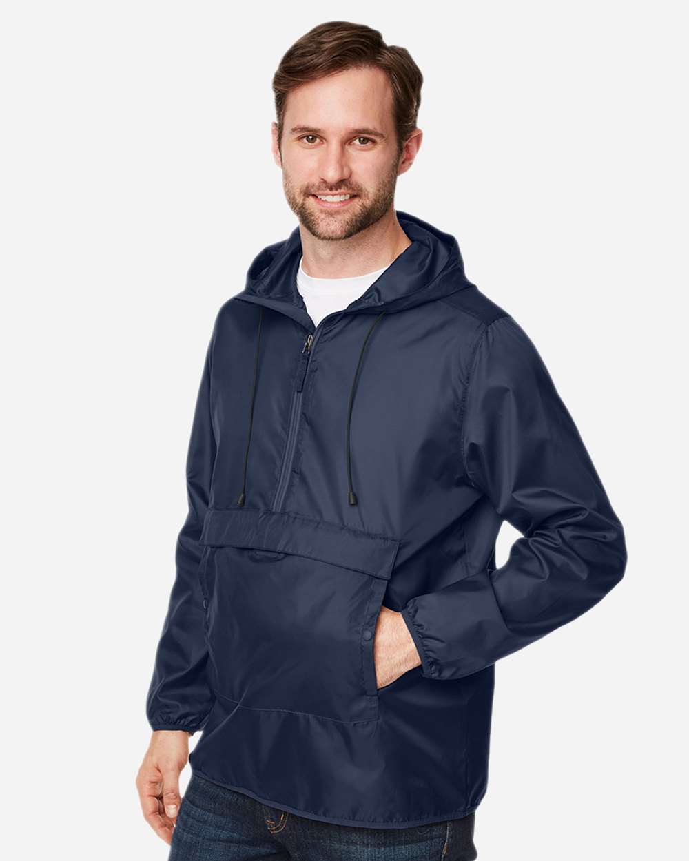 Team 365 Unisex Zone Protect Packable Anorak Jacket - TT77 Sport Dark Navy