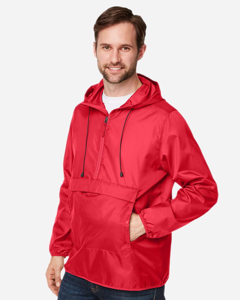 Team 365 Unisex Zone Protect Packable Anorak Jacket - TT77 Sport Red