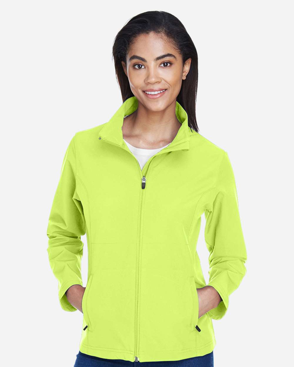 Team 365 Women's Leader Soft Shell Jacket - TT80W Safety Yellow