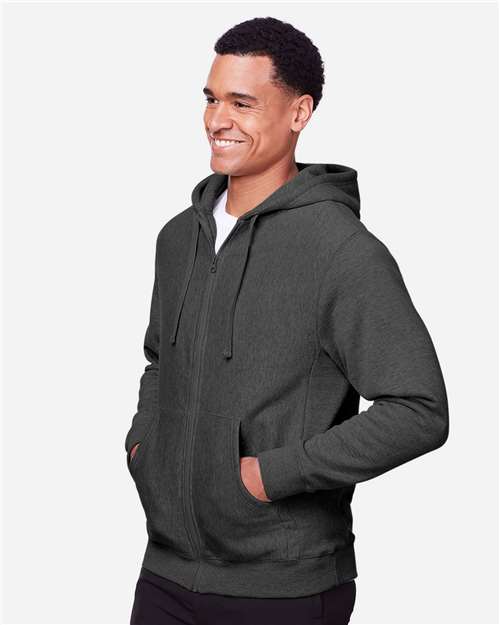Team 365 Unisex Zone HydroSport™ Heavyweight Full-Zip Hooded Sweatshirt - TT95 Dark Grey Heather