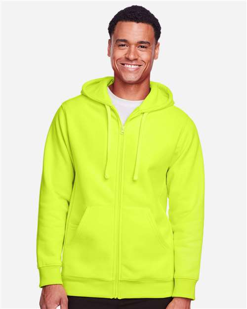Team 365 Unisex Zone HydroSport™ Heavyweight Full-Zip Hooded Sweatshirt - TT95 Safety Yellow