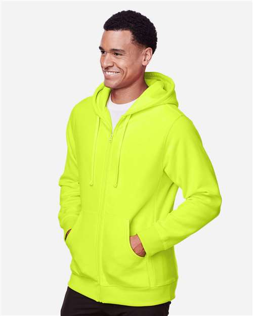 Team 365 Unisex Zone HydroSport™ Heavyweight Full-Zip Hooded Sweatshirt - TT95 Safety Yellow