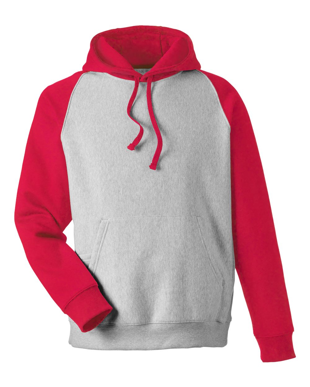 Team 365 Unisex Zone HydroSport™ Heavyweight Colorblock Hooded Sweatshirt - TT96CB Athletic Heather- Sport Red